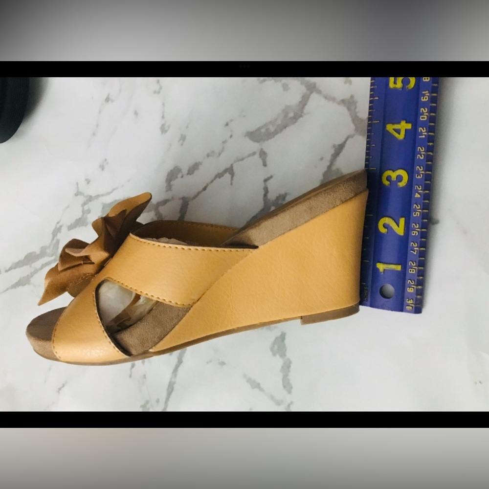 Nicole Mustard Floral Leather Wedge Sandals - Picture 11 of 11